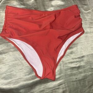 Coral high waist bikini bottom
